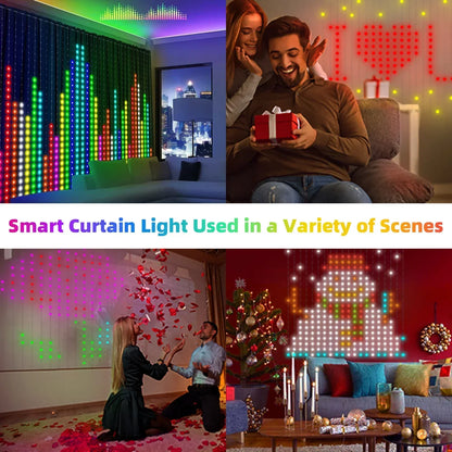 400-LED Smart Curtain Lights RGB Bluetooth App Fairy String Lights for Bedroom & Window Decoration