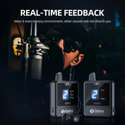 Debra Portable UHF IEM Wireless In-Ear Monitor System – Rechargeable Audio Mini for Music, Live Broadcast & Audio Monitoring