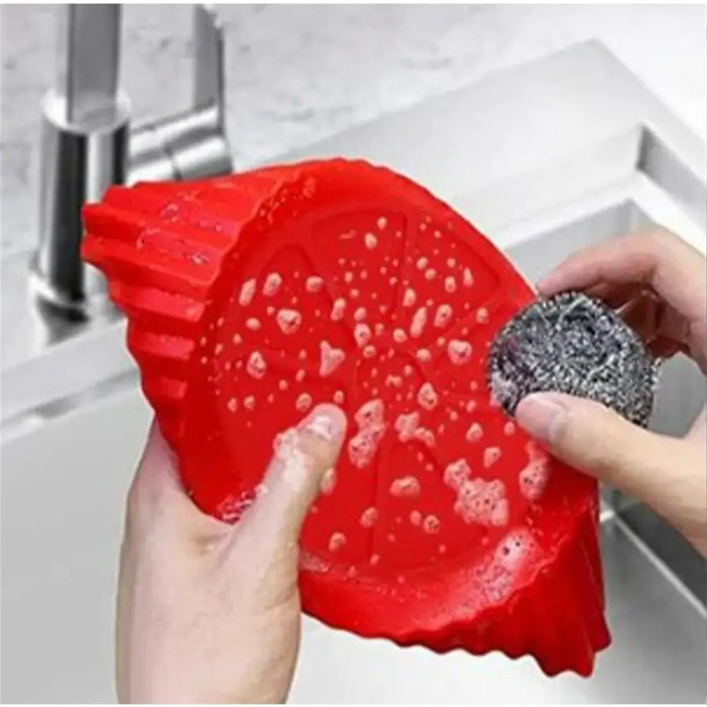 Air Fryer Silicone Baking Tray Mat - Circular, High-Temperature Resistant, Foldable Food-Grade Tray with Double Ear Handles