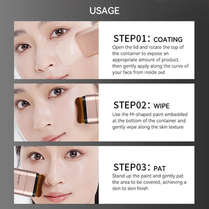 Clear & Moisturizing Double-Ended Foundation — Lightweight Hydrating Makeup with Natural Glow, Built-In Brush, Radiance & Waterproof Formula