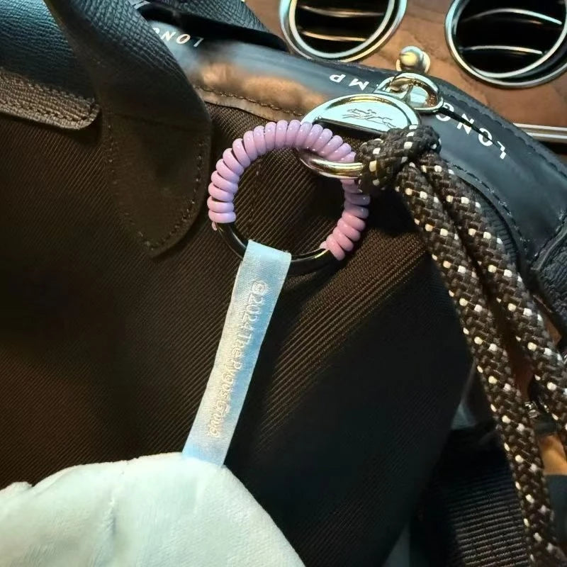 Labubu Anti-Drop Silicone Keychain — Colorful Winding Rope with Protective Ring, Fixed Safety Buckle