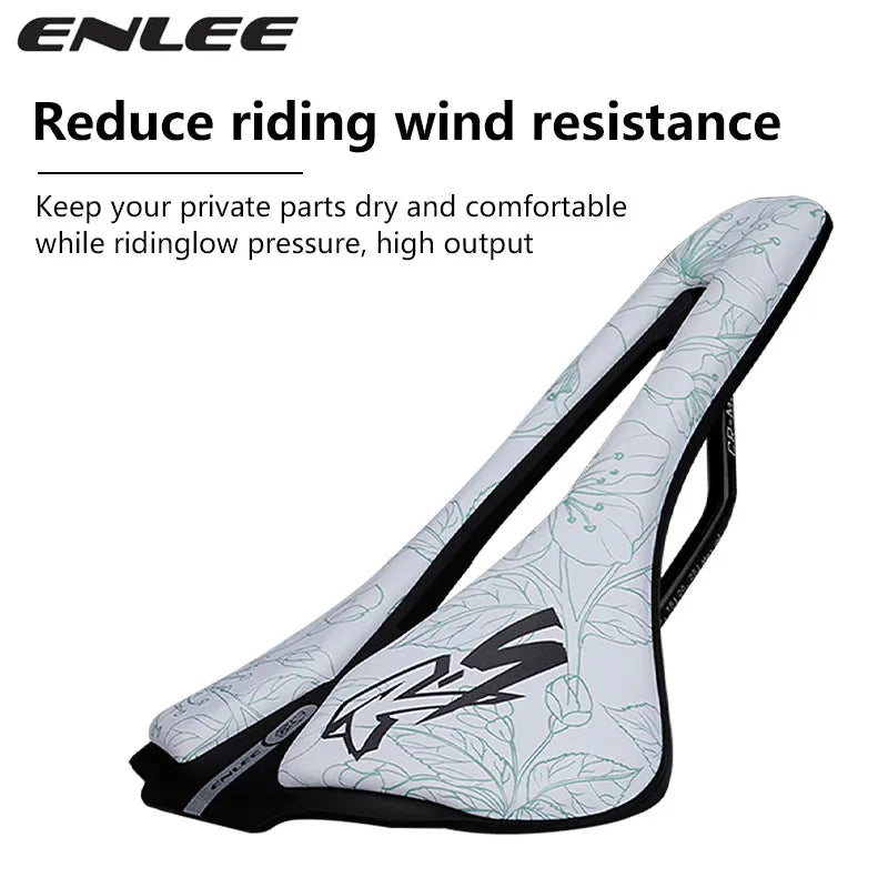 ENLEE Mountain Bike Saddle - Hollow Breathable Ultra-Light Steel Bow Seat Cushion for Road & Folding Bikes