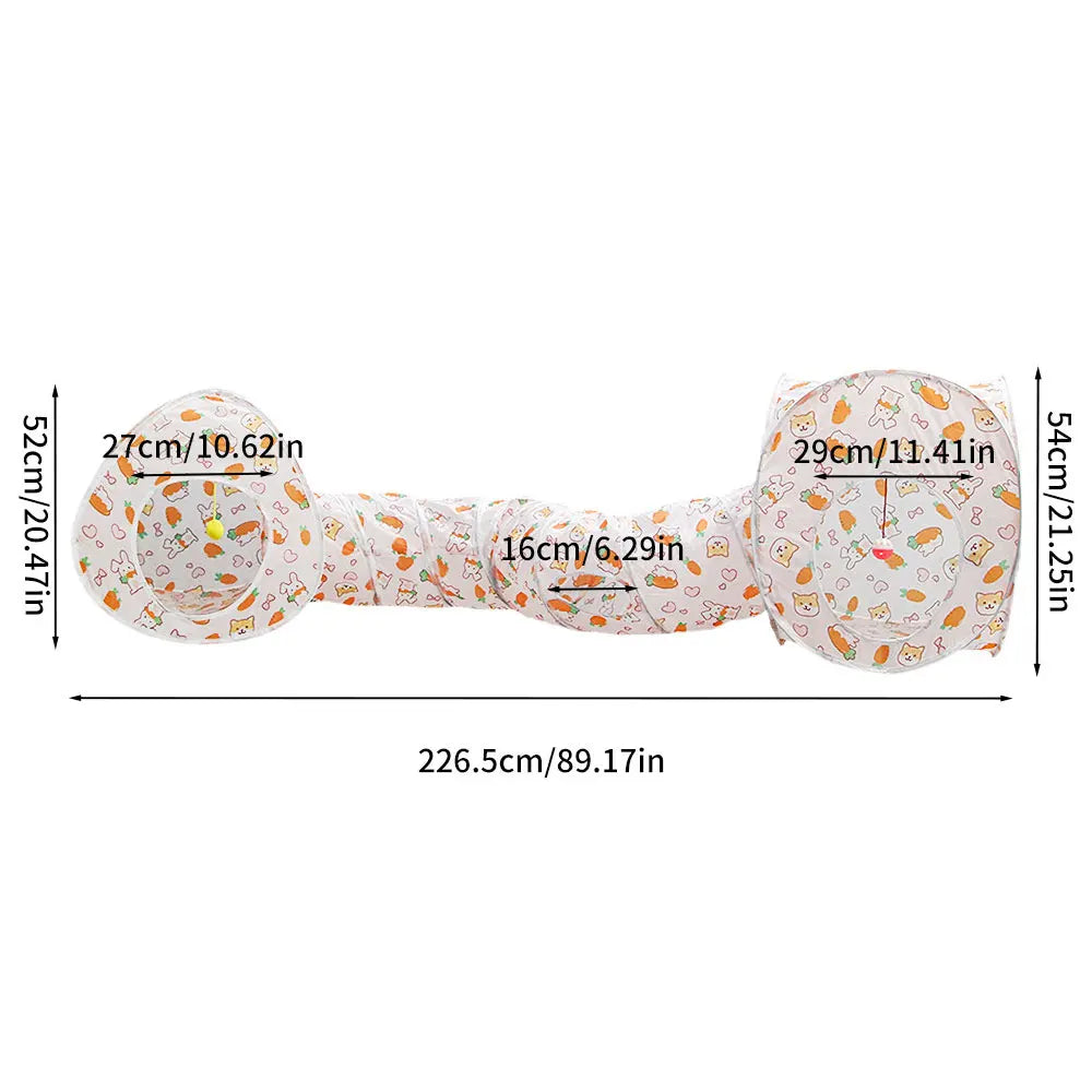 Foldable Pet Tunnel Play Tent - Carrot Design Interactive Cat & Dog Toy for Indoor Outdoor Fun