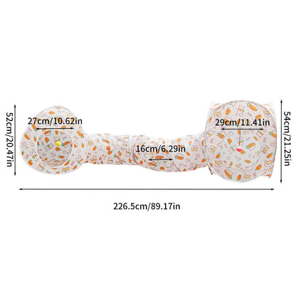 Foldable Pet Tunnel Play Tent - Carrot Design Interactive Cat & Dog Toy for Indoor Outdoor Fun