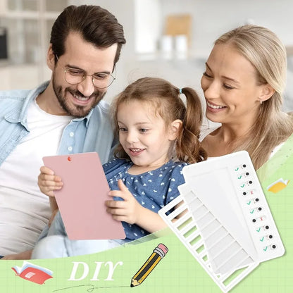 Kids Chore Chart with 5 Blank Cards - Plastic Checklist Board for Routine Planning with Detachable Cardstock To-Do List