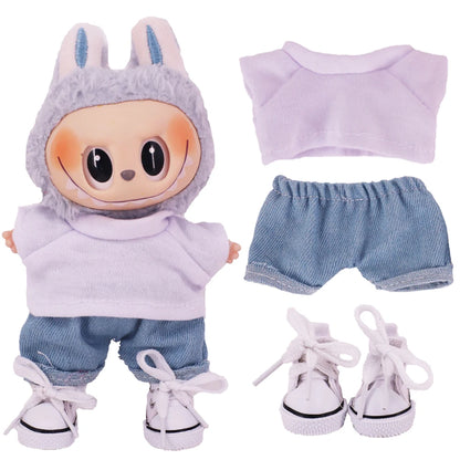 Labubu 17cm Doll Clothes Set — Plush Doll Accessories for Girls’ Birthday & Christmas Gifts