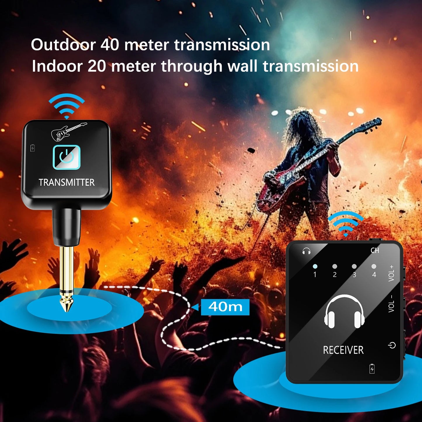 Wireless IEM In-Ear Monitoring System - Transmitter & Lavalier Receiver for Band Rehearsals