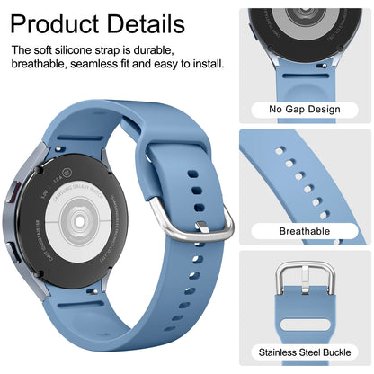 Samsung Galaxy Watch Soft Silicone Strap - Replacement Band for Watch FE/7/6/5/4, Watch 5 Pro and Watch 6 Classic 40mm–47mm