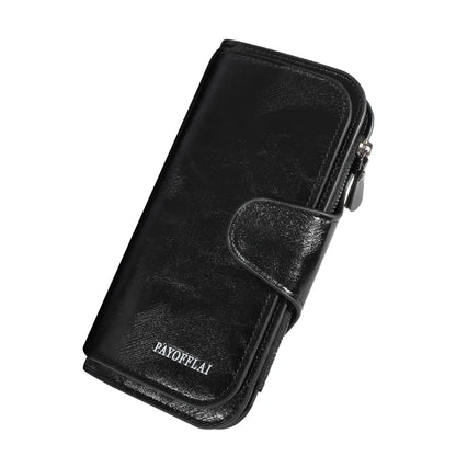 Men’s PU Leather Long Zipper Wallet – Business Card Holder & High-Quality Men’s Handbag Wallet