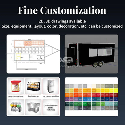 Mobile Fast Food Trailer – Fully Equipped Enclosed BBQ Vending Cart & Restaurant Food Truck with Full Kitchen