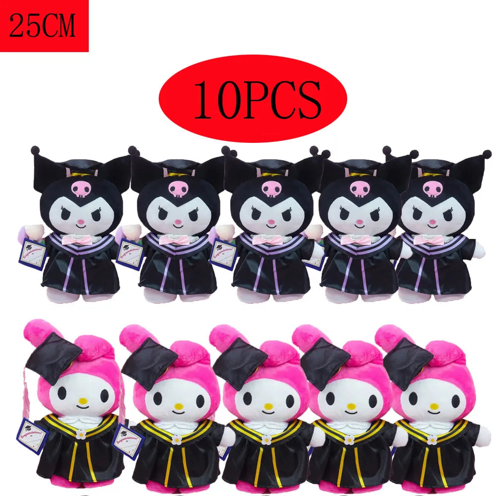 Anime Plush 25cm – Cinnamoroll, My Melody, Kuromi & Hello Kitty Kawaii Soft Stuffed Graduation Doll Gift