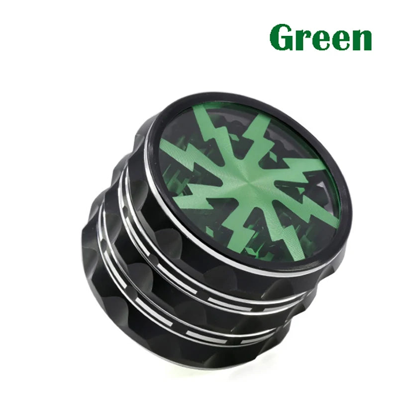 60mm 4-Part Aluminum Herb Grinder – Metal Spice Mill with Transparent Skylight for Tobacco & Smoking Accessories