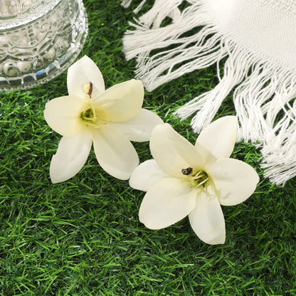 Simulated Orchid Flower Hairpins – White & Pink Hair Clips for Women, Summer Travel Seaside Fashion Headwear