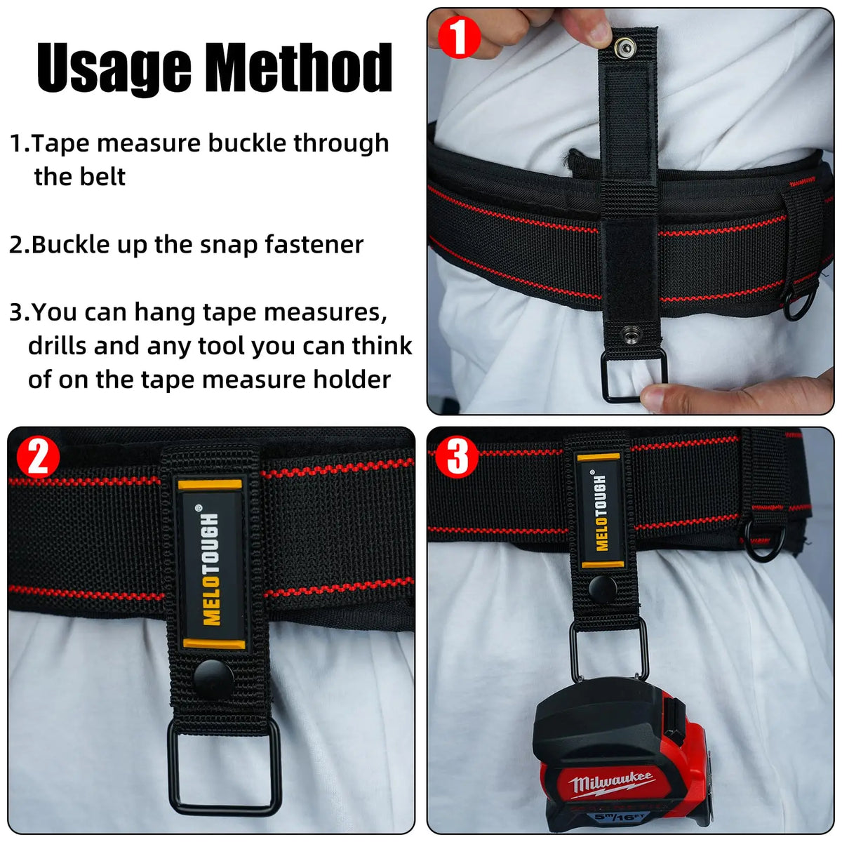 MELOTOUGH 2-Piece Measuring Tape Holder - Drill, Impact Tool & Tape Measure Holster
