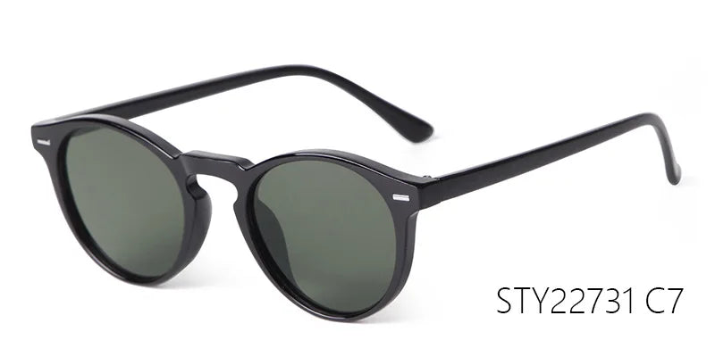 Vintage Round Sunglasses – 2024 Fashion Design for Men & Women, Retro Rivet Yellow & Blue Lens, Square Sun Glasses