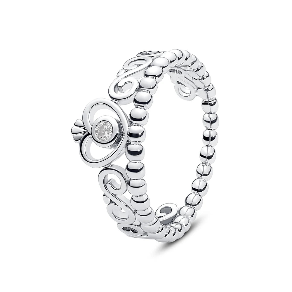 925 Sterling Silver Women’s Ring – Crown, Heart & Wishbone Design with Crystal, Rose Gold Engagement & Wedding Jewelry