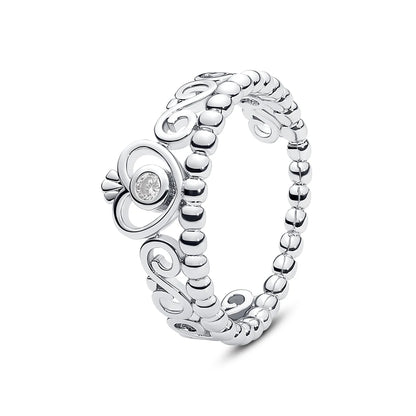 925 Sterling Silver Women’s Ring – Crown, Heart & Wishbone Design with Crystal, Rose Gold Engagement & Wedding Jewelry