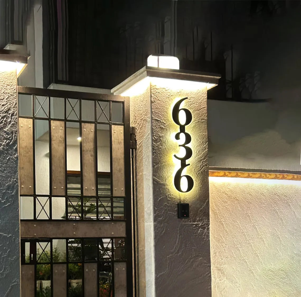 Illuminated Backlit LED House Numbers - Stainless Steel Floating Outdoor Address Sign with Durable Waterproof Finish