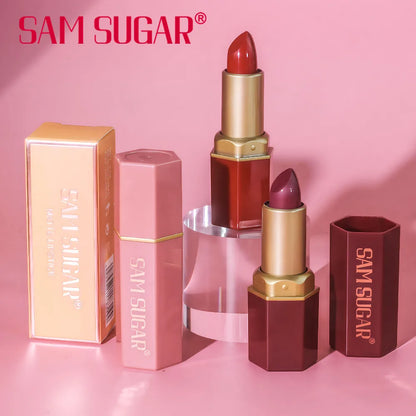 6 Colors Gold Bar Tube Lipstick – Matte, Pearlescent Glitter, Velvet Texture, Valentine's Day Gift (1PC)