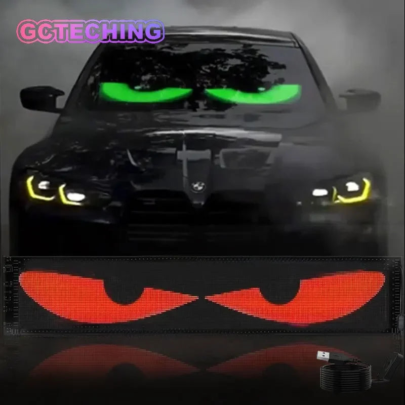 Demon Eyes Car LED Logo — APP-Controlled Pixel Matrix Night Light, Programmable Flexible LED Display for Cars & Trucks