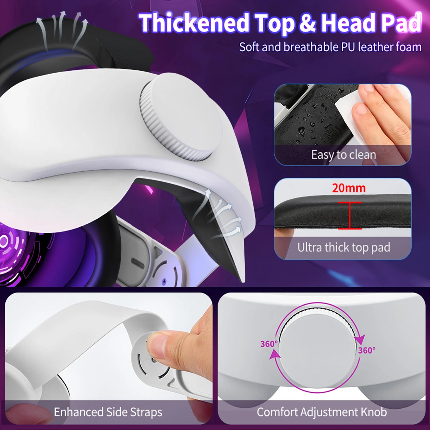 Adjustable Head Strap for Oculus Quest 2 – Elite VR Replacement for Comfort & Support