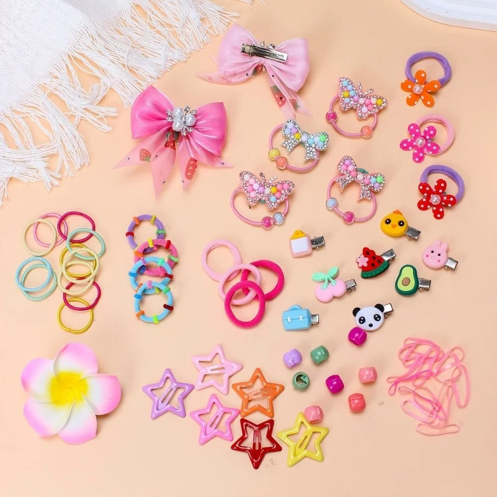 546PCS Bow Hair Accessories Set - Colorful Elastic Hair Ties and Clips for Girls and Children
