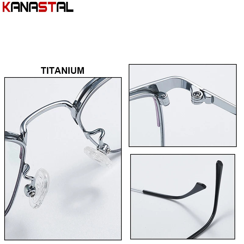 Prescription Titanium Eyeglasses - Blue Light Blocking Reading Glasses for Men & Women Myopia Optical Frames