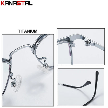 Prescription Titanium Eyeglasses - Blue Light Blocking Reading Glasses for Men & Women Myopia Optical Frames