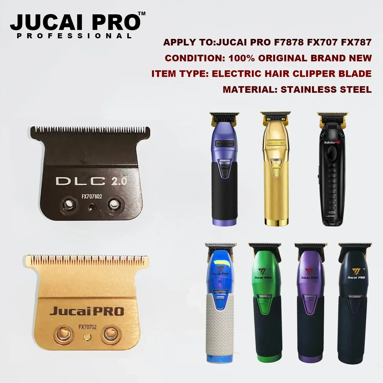 FX707 Titanium Coated Blade - Replacement for BaByliss PRO Trimmer, Compatible with FX787, FX726, FX787Z, DLC Carbon Steel