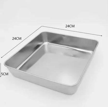 304 Stainless Steel Baking Tray with Wire Rack — Cake, BBQ, Oven, Roasting & Grilling Pan Tool