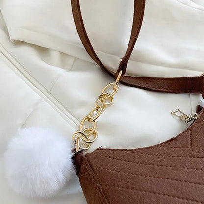 Mini Women's Shoulder Bag - Fashion Felt Underarm Saddle Handbag