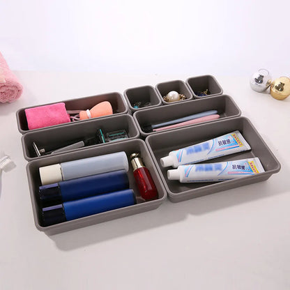 8pcs/set Adjustable Drawer Organizer Box Trays - Multi-Purpose Divider Holder for Makeup, Cosmetics, Sundries, Kitchen, Bathroom, Closet, and Jewelry