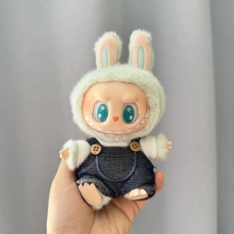 17cm Labubu Doll Clothes — Mini Outfit Accessories for K-Pop EXO I & II Dolls | Sitting Party Overalls Gift