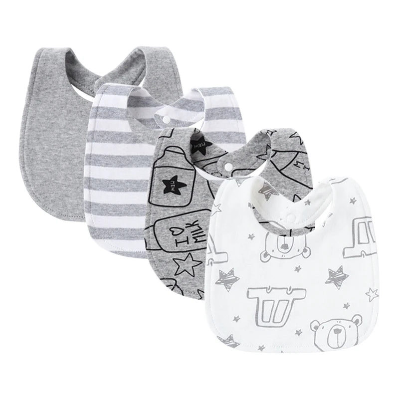 4Pcs Baby Bibs – Cotton Newborn Bibs for Girls & Boys, Infant Accessories, Toddler Saliva Towels for Baby Care