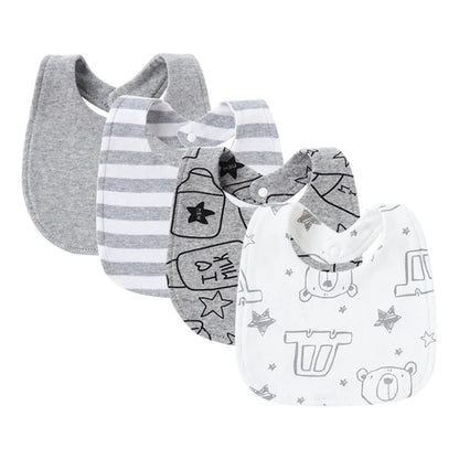 4Pcs Baby Bibs – Cotton Newborn Bibs for Girls & Boys, Infant Accessories, Toddler Saliva Towels for Baby Care