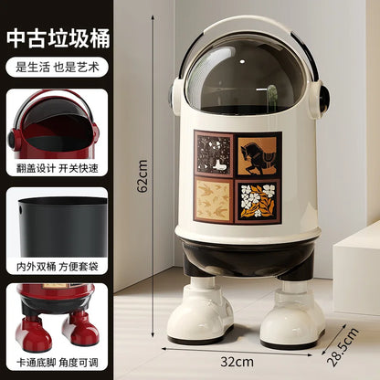 Creative Astronaut Trash Bin - Decorative Household Garbage Storage for Bedroom, Bathroom & Living Room