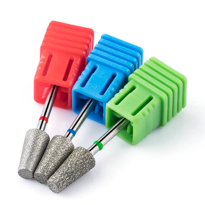 BNG Diamond Nail Sanding Drill Bits - Cross Teeth Barrel Rotary Cuticle Clean Burr, 3/32" Manicure Bit for Nail Accessories