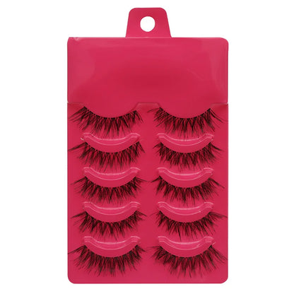 5 Pairs Manga Style Cosplay False Eyelashes – Soft Natural Short Mink Strip Lashes with Clear Band