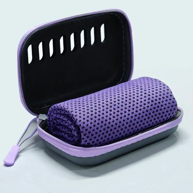 Cooling Towel with EVA Case - Quick-Dry Portable Sports Towel for Camping, Hiking, Gym & Yoga