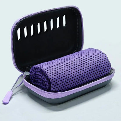 Cooling Towel with EVA Case - Quick-Dry Portable Sports Towel for Camping, Hiking, Gym & Yoga