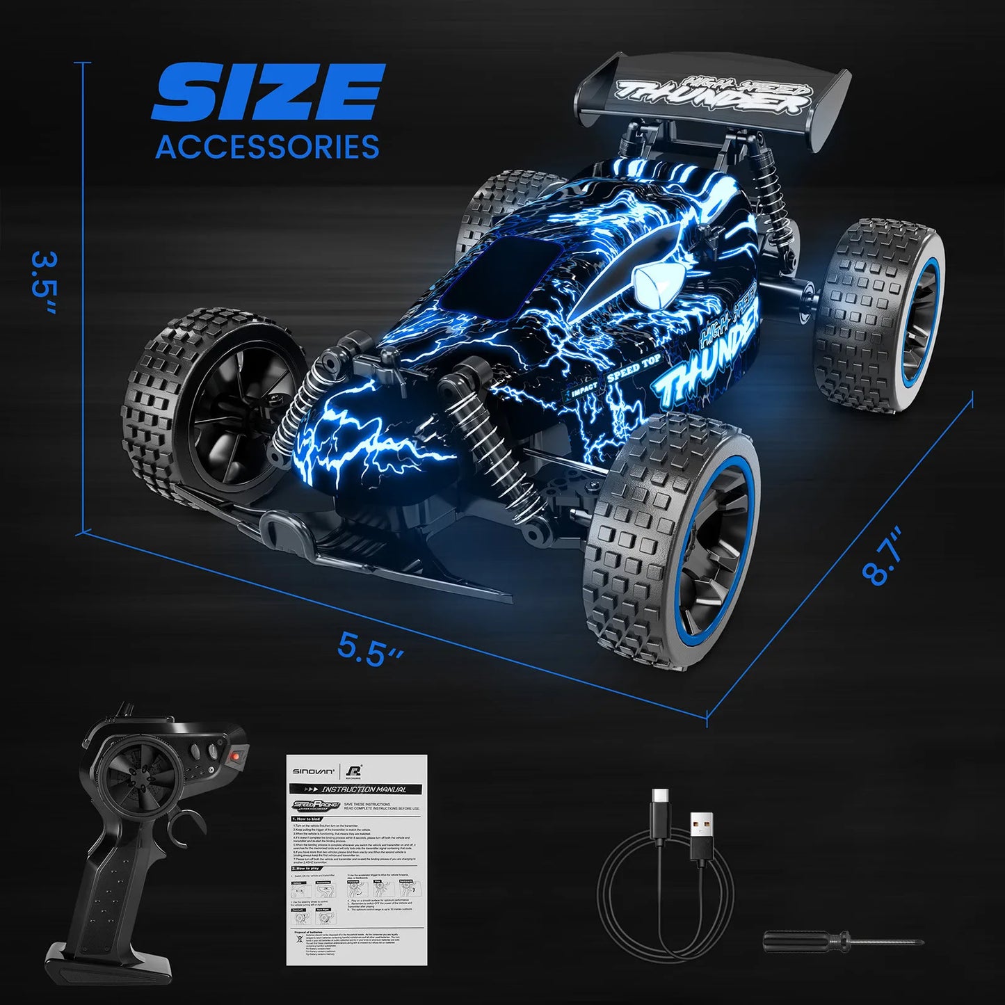 Sinovan 1:18 RC High-Speed Car – 20km/h Remote Control Drift Toy for Kids