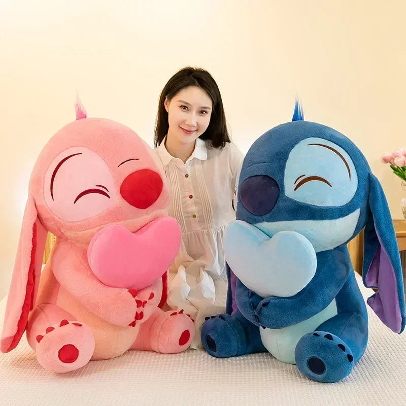 Disney Pink Lilo & Stitch Heart Plush Doll — Cute Cartoon Angel Soft Toy | Kawaii Birthday Gift for Kids
