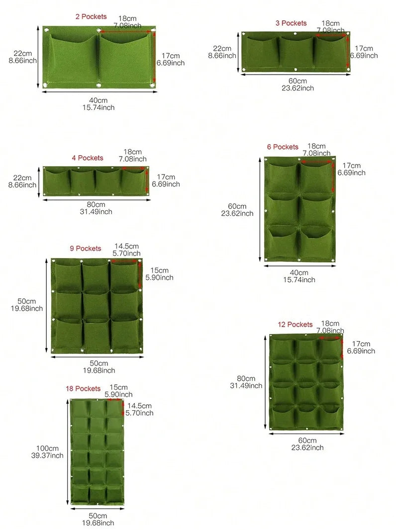 Wall Hanging Planting Bag – Multi-Pocket Vertical Garden Planter for Vegetables, Flowers, and Bonsai