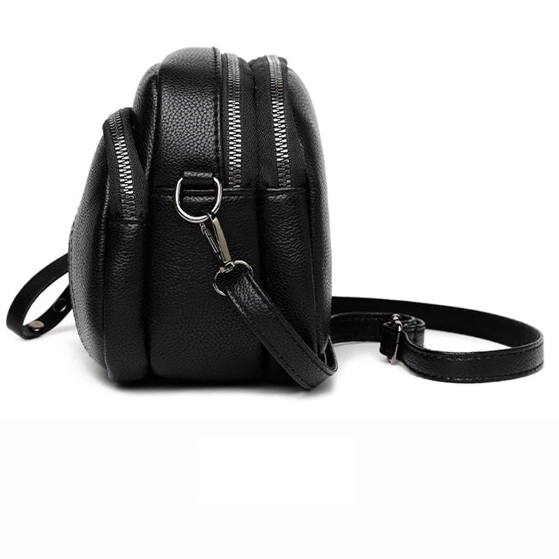 Women's Rivet Zipper Crossbody Bag – Solid Color Soft Leather Mobile Phone Shoulder Purse