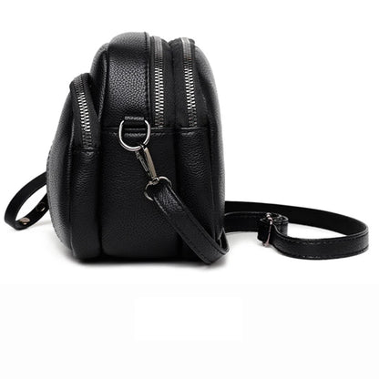 Women's Rivet Zipper Crossbody Bag – Solid Color Soft Leather Mobile Phone Shoulder Purse