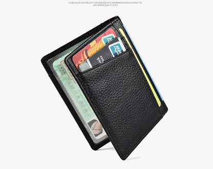 YUECIMIE Super Slim Leather Wallet – Genuine Mini Credit Card Holder, Thin Soft Purse for Men