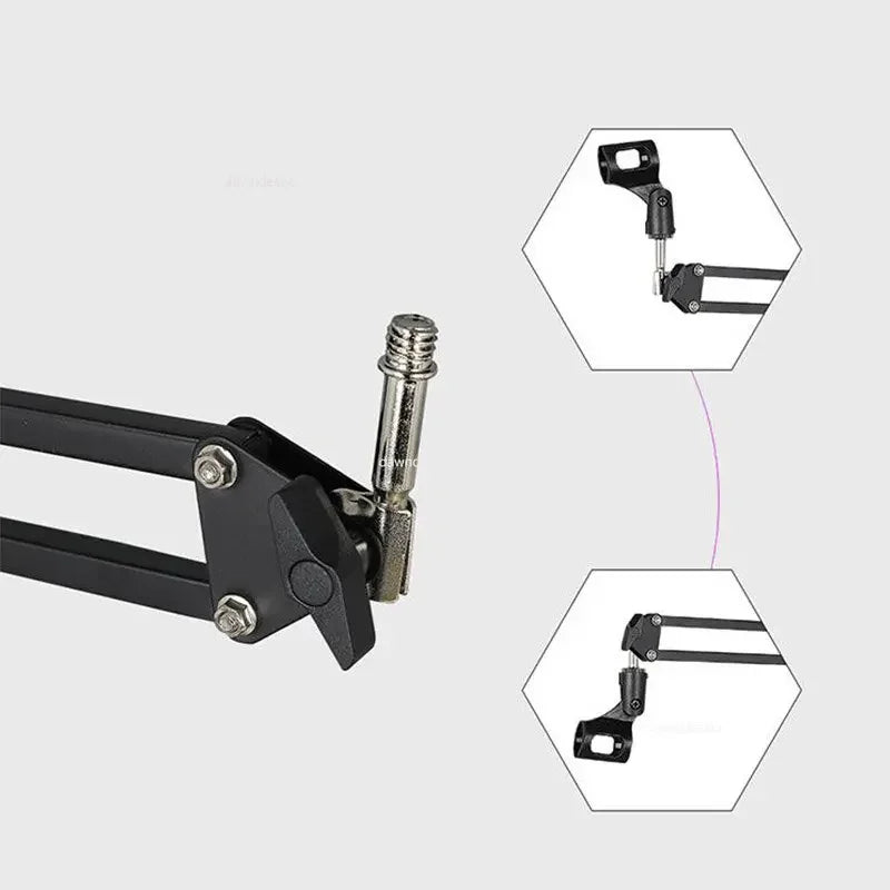 Adjustable Microphone Suspension Boom Arm Stand – Compatible with K669, K670, K658, K678, K690, Compact Mic Stand for Broadcasting