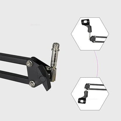 Adjustable Microphone Suspension Boom Arm Stand – Compatible with K669, K670, K658, K678, K690, Compact Mic Stand for Broadcasting