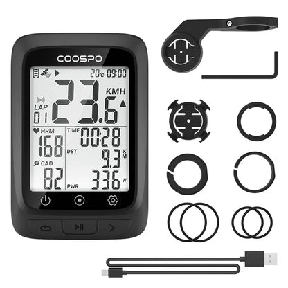 Coospo BC107 GPS Bike Computer — 2.4" Wireless Odometer & Speedometer, Bluetooth 5.0, ANT+, Waterproof