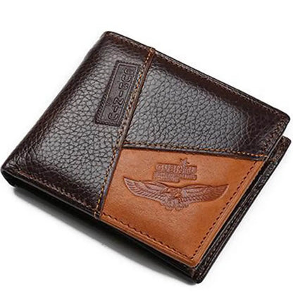 GUBINTU Genuine Leather Men's Wallet: Coin Pocket Zipper Real Leather Wallet - High-Quality Male Purse with Eagle cartera Design